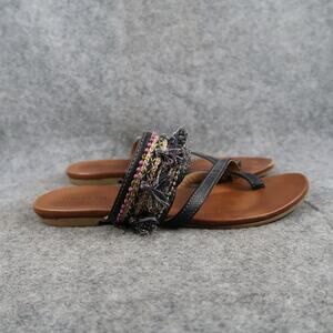 Maurices Shoes Womens 8 Sandals Slip On Toe Ring Slide Boho Tassel Comfort Flats